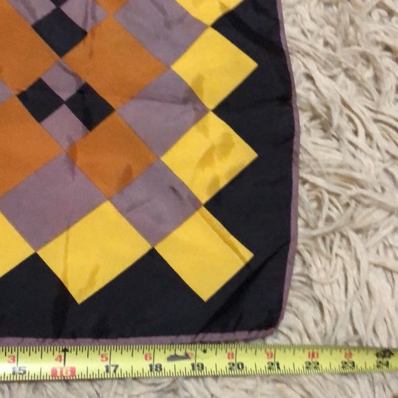 Vintage Vera Neumann Scarf-21x21-Black/Yellow/Mustard-EUC - Picture 6 of 10